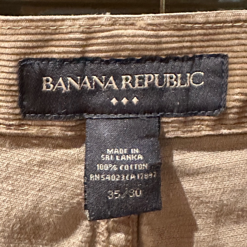 100% Cotton cords. Banana Republic, 35/30, Tan with reinforced hem. See photo